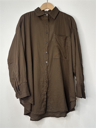 Rabens Saloner Noah Cotton Oversized Shirt Dark Brown